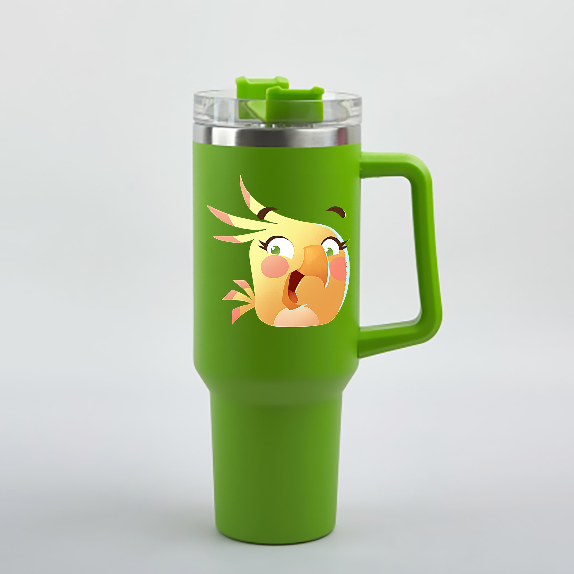 （画像用） Angry Birds アングリーバード 1200mL車用タンブラー - クリスタルステッカー（プラスチックストロー付き）